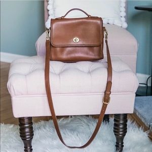 Vintage leather Coach Court in British Tan